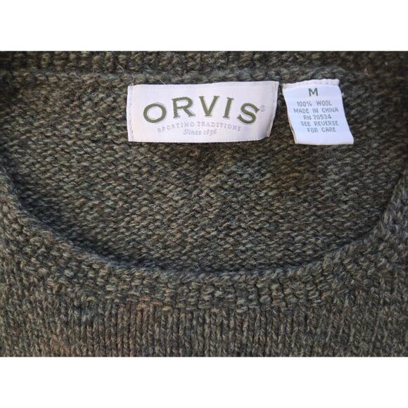 Orvis 100% Wool Green Sweater- Fox Animal Cozy Grandpa Size Medium - Picture 2 of 7